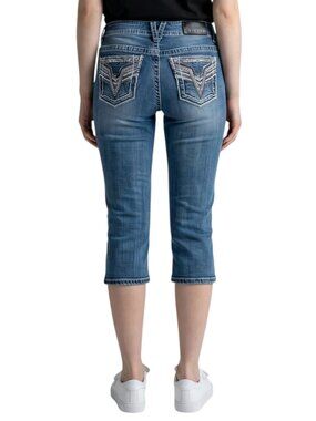 Vigoss Low Rise Capris Jeans Women's Size 1-2 The Chelsea Thick Stitch Denim